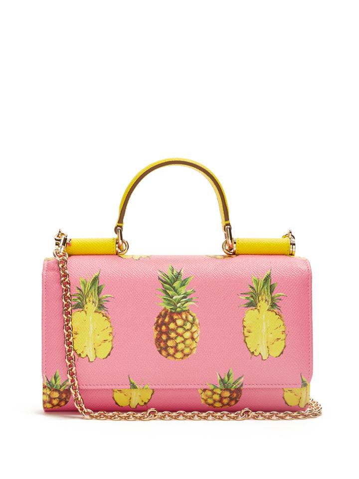 Dolce & Gabbana Pineapple-print Leather Cross-body Bag
