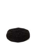 Matchesfashion.com Saint Laurent - Crystal Embellished Velvet Beret - Womens - Black