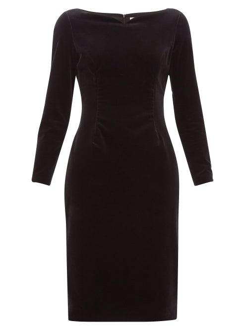 Matchesfashion.com Goat - Intrigue Boat Neck Velvet Dress - Womens - Black