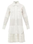 Matchesfashion.com Lee Mathews - Elsie Ruffle-trimmed Cotton-poplin Shirt Dress - Womens - White
