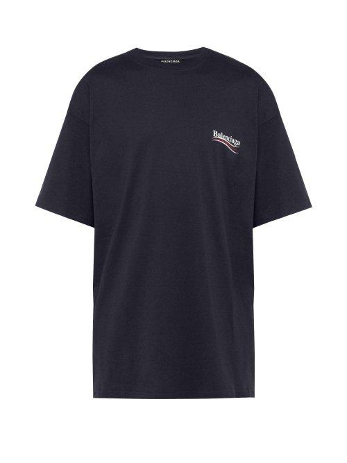 Matchesfashion.com Balenciaga - Oversize Logo T Shirt - Mens - Navy