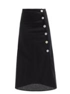 Matchesfashion.com Belize - Rosa Buttoned Linen Midi Skirt - Womens - Black