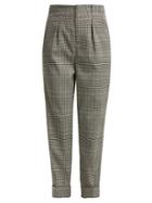 Matchesfashion.com Roland Mouret - Horley Checked Wool Blend Trousers - Womens - Black White