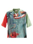 Matchesfashion.com Charles Jeffrey Loverboy - Face-print Silk-blend Shirt - Mens - Blue Multi