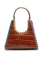Staud - Rey Mini Crochet-edge Croc-effect Leather Bag - Womens - Tan Multi