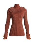 Matchesfashion.com Chlo - Metallic Ruffle Trimmed Sweater - Womens - Red
