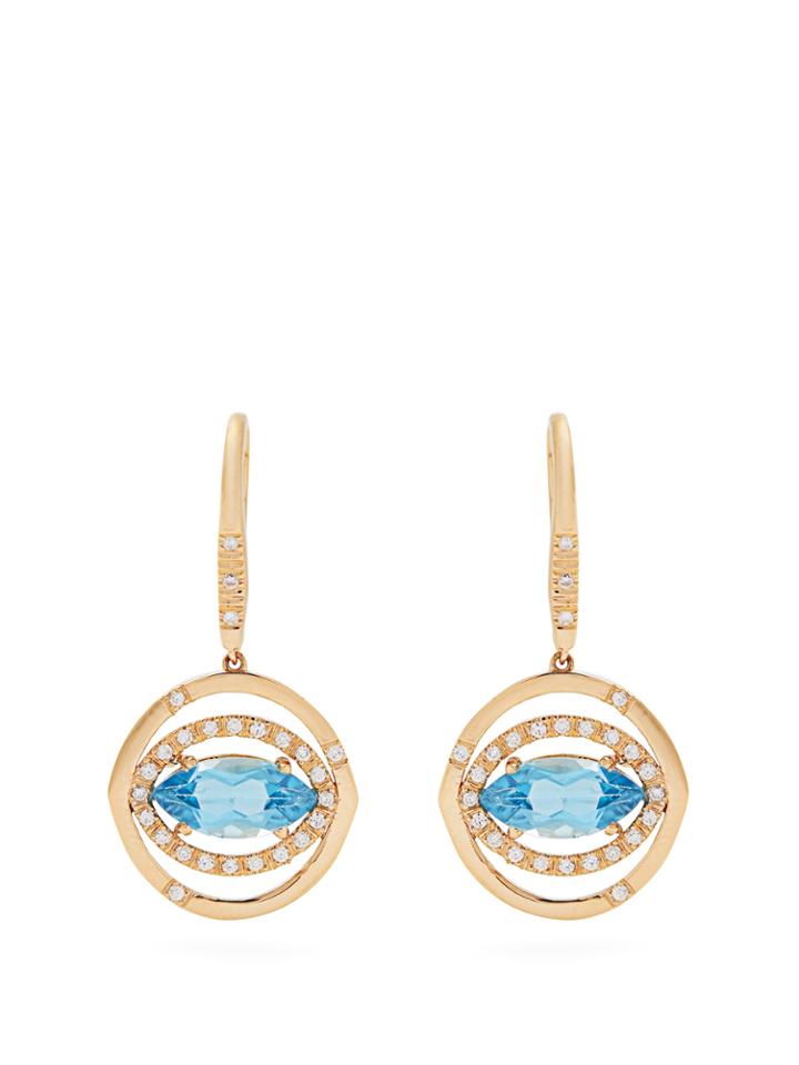 Susan Foster Diamond, Topaz & Yellow-gold Earrings