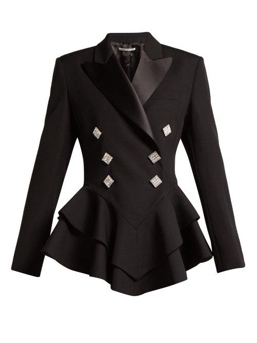 Matchesfashion.com Alessandra Rich - Crystal Embellished Wool Tuxedo Jacket - Womens - Black