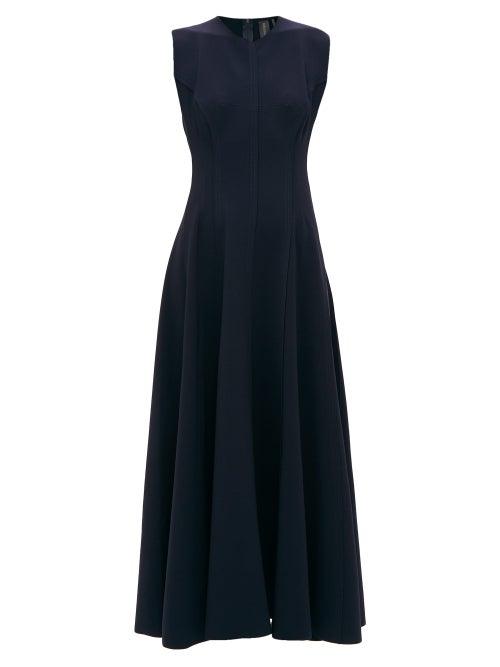 Matchesfashion.com Norma Kamali - Grace Raw-seam Panelled Dress - Womens - Navy