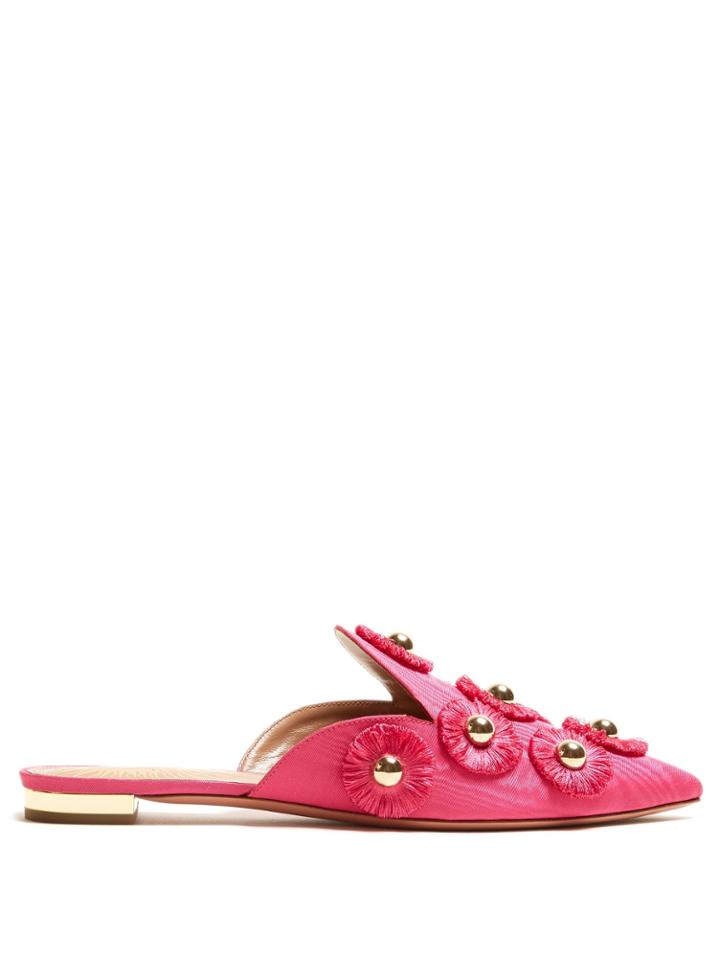 Aquazzura Sunflower Embellished Faille Slipper Shoes