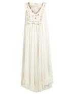Matchesfashion.com Mes Demoiselles - Bodega Coin Embellished Cotton Midi Dress - Womens - Ivory
