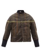 Matchesfashion.com Stefan Cooke - Plaid Waxed-cotton Bomber Jacket - Mens - Brown