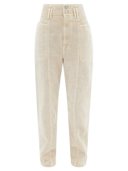 Isabel Marant Toile - High-rise Paper-bag Waist Tapered-leg Jeans - Womens - Beige