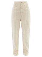 Isabel Marant Toile - High-rise Paper-bag Waist Tapered-leg Jeans - Womens - Beige