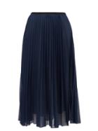 Matchesfashion.com Moncler - Perforated Mesh Pleated Midi Skirt - Womens - Navy