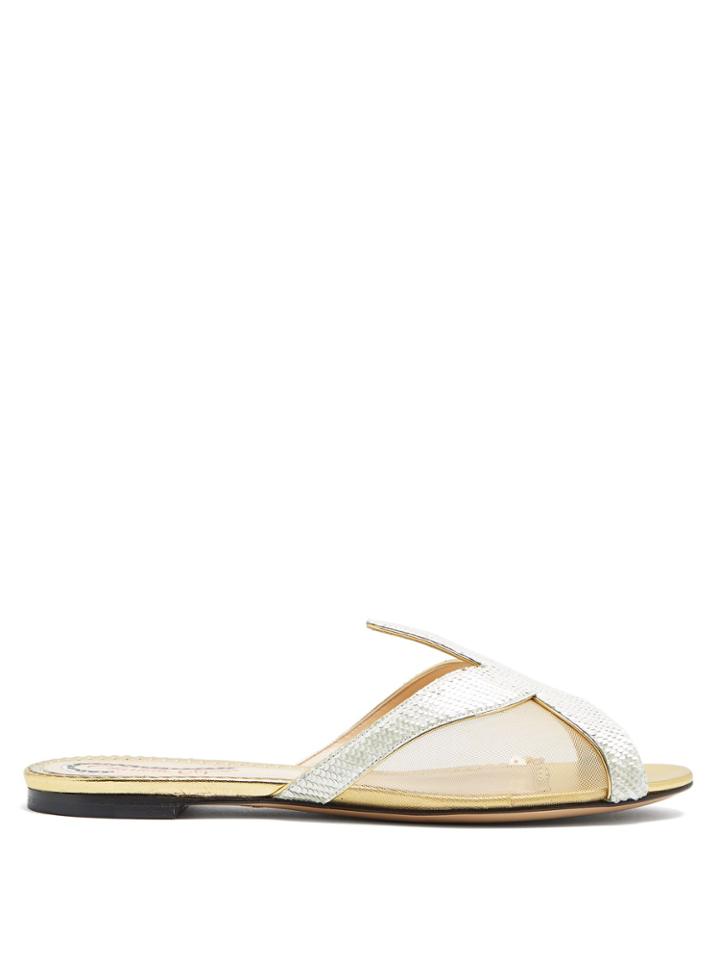 Charlotte Olympia Sandy Starfish Laser-cut Leather Slides