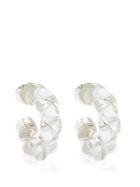 Bottega Veneta - Intrecciato Glass & Sterling-silver Hoop Earrings - Womens - Clear