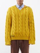 Marni - V-neck Cable-knit Wool Sweater - Mens - Yellow