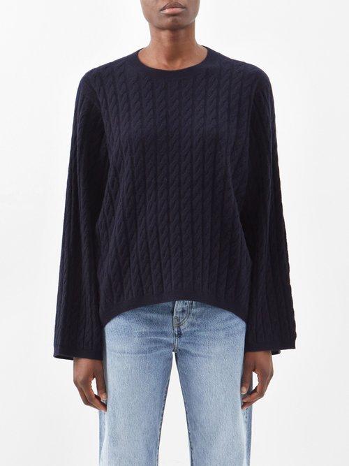 Toteme - Cable-knit Cashmere Sweater - Womens - Dark Navy