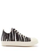 Rick Owens Drkshdw - Stripe-print Organic Cotton-canvas Trainers - Mens - Black White