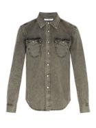 Matchesfashion.com Givenchy - Point Collar Washed Denim Shirt - Mens - Grey