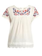 Rebecca Taylor Floral-embroidered Cotton Top