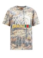 Gucci - X The North Face Landscape-print Cotton T-shirt - Womens - Green Multi