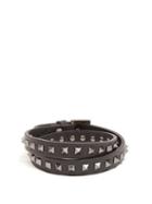 Matchesfashion.com Valentino - Wraparound Rockstud Embellished Leather Bracelet - Mens - Black