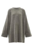 Totme - Wide-sleeve Oversized Longline Wool-blend Sweater - Womens - Dark Grey