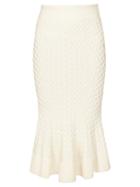 Matchesfashion.com Alexander Mcqueen - Fluted Hem Cable Knit Pencil Skirt - Womens - Ivory