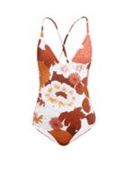 Matchesfashion.com Dodo Bar Or - Tata Floral Print Swimsuit - Womens - Brown Print