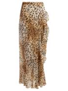 Adriana Degreas X Charlotte Olympia Leopard Silk-chiffon Skirt