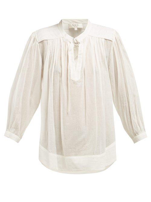 Matchesfashion.com Sea - O'keefe Neck Tie Cotton Blouse - Womens - Ivory