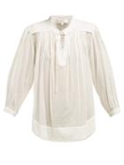 Matchesfashion.com Sea - O'keefe Neck Tie Cotton Blouse - Womens - Ivory