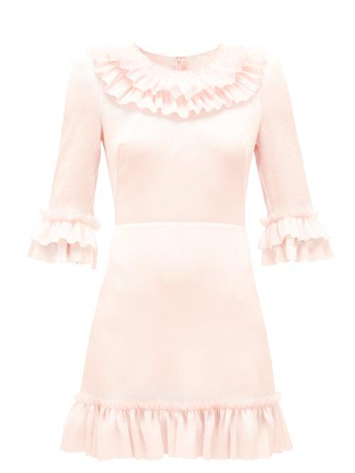 Matchesfashion.com The Vampire's Wife - The Gloria Ruffle-trim Stretch-silk Mini Dress - Womens - Light Pink
