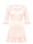Matchesfashion.com The Vampire's Wife - The Gloria Ruffle-trim Stretch-silk Mini Dress - Womens - Light Pink