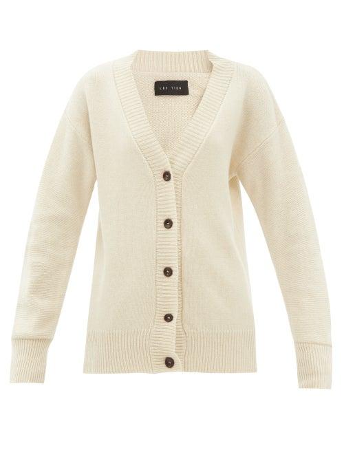 Les Tien - V-neck Cashmere Cardigan - Womens - Ivory