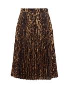 Matchesfashion.com Burberry - Leopard Print Pleated Skirt - Womens - Leopard