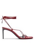 Matchesfashion.com Saint Laurent - Paris Ankle Wrap Leather Sandals - Womens - Red