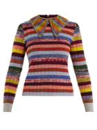 Gucci Embellished-collar Striped Wool-blend Sweater
