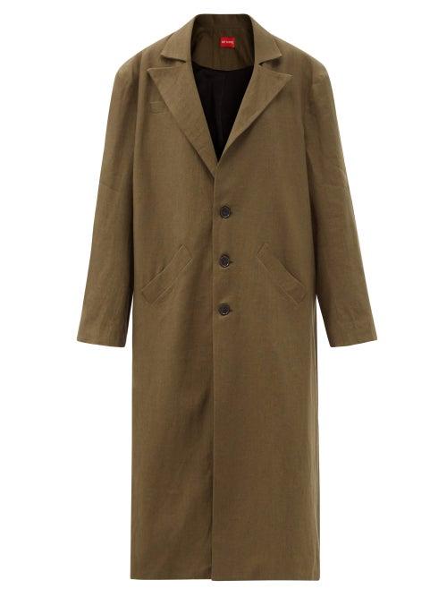 Matchesfashion.com Art School - Oversized Single-breasted Linen Coat - Womens - Khaki