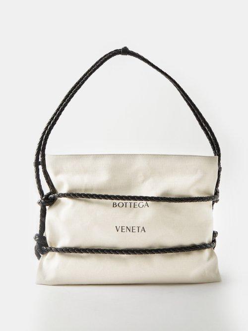 Bottega Veneta - Intrecciato Leather-trim Canvas Tote Bag - Mens - Beige Black