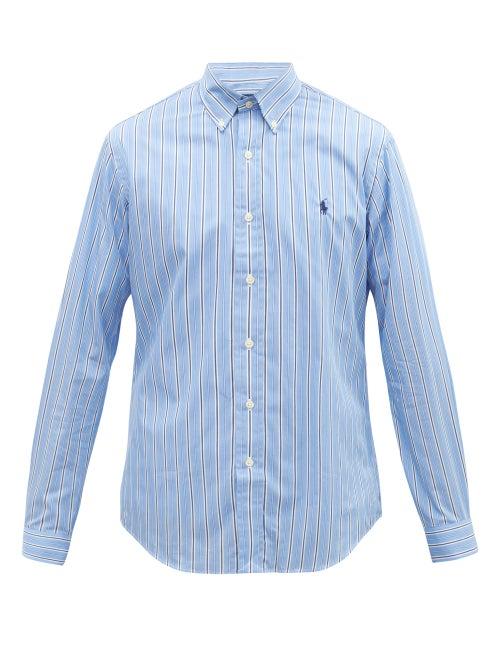 Matchesfashion.com Polo Ralph Lauren - Logo-embroidered Striped Cotton-poplin Shirt - Mens - Blue White