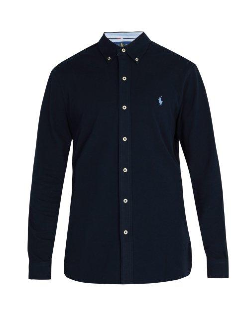Matchesfashion.com Polo Ralph Lauren - Logo Embroidered Cotton Shirt - Mens - Navy