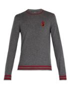 Matchesfashion.com Dolce & Gabbana - Heart And Crown Cashmere And Wool Blend Sweater - Mens - Grey