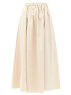 Matchesfashion.com Roksanda - Allegra Smocked-waist Cotton-poplin Midi Skirt - Womens - Cream