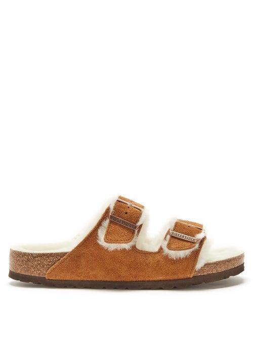 Birkenstock - Arizona Shearling-lined Suede Sandals - Womens - Tan