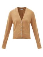 Johnstons Of Elgin - V-neck Wool Cardigan - Womens - Camel