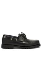 Matchesfashion.com Fendi - Ff-logo Leather Deck Shoes - Mens - Black