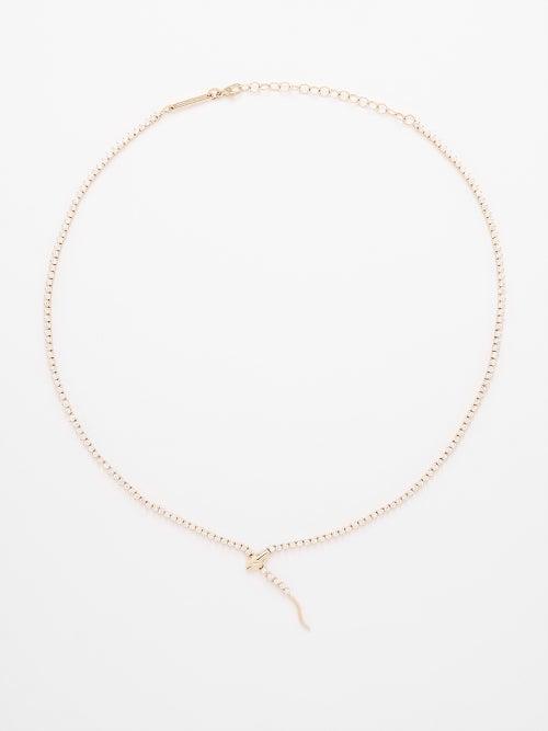 Zo Chicco - Snake Diamond & 14kt Gold Tennis Necklace - Womens - Gold Multi